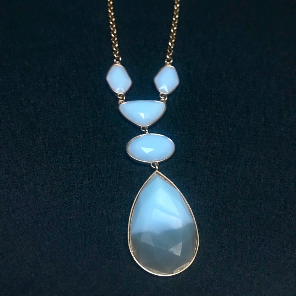 Baby blue & grey statement necklace - Picture 3 of 5