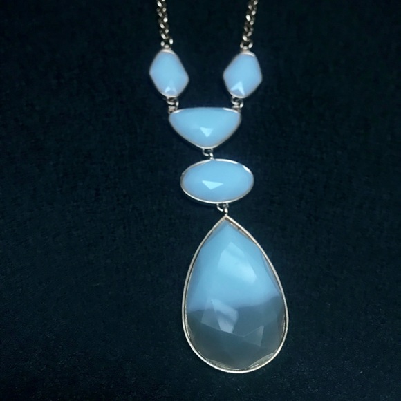 Baby blue & grey statement necklace - Picture 2 of 5