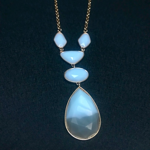 Baby blue & grey statement necklace - Picture 3 of 5