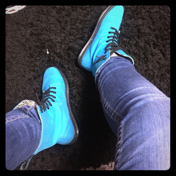 Blue dr martens with zebra in interior