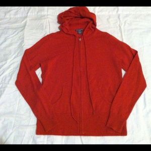 Chelsea & Theodore Red Cashmere Zip Up Hoodie