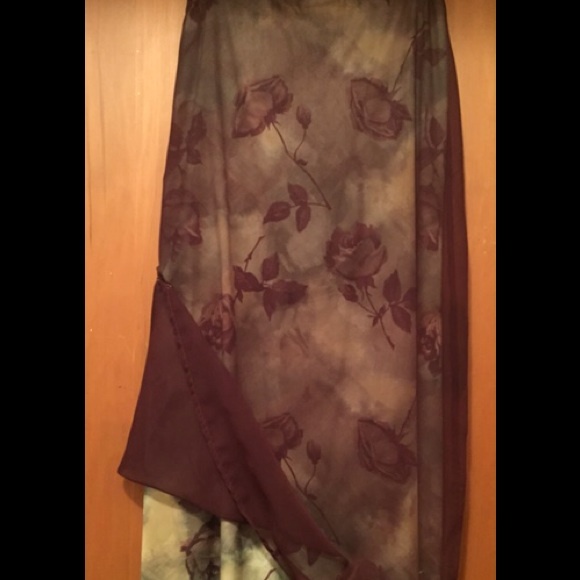 Long Burgundy/Green Skirt by Tracy Evans, Size 7