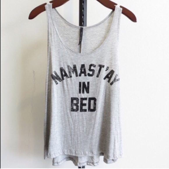 Namast'ay in Bed Funny New Gift Tank Yoga Top M