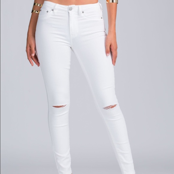 White high waist slit jeans