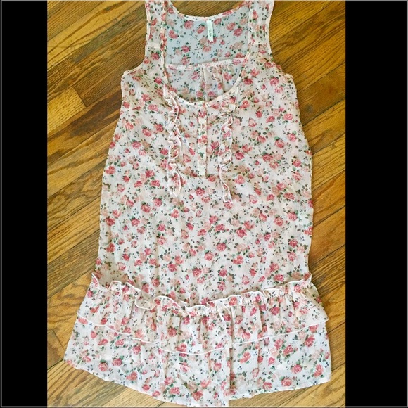 Myth NYC - sheer Floral Peach Dress