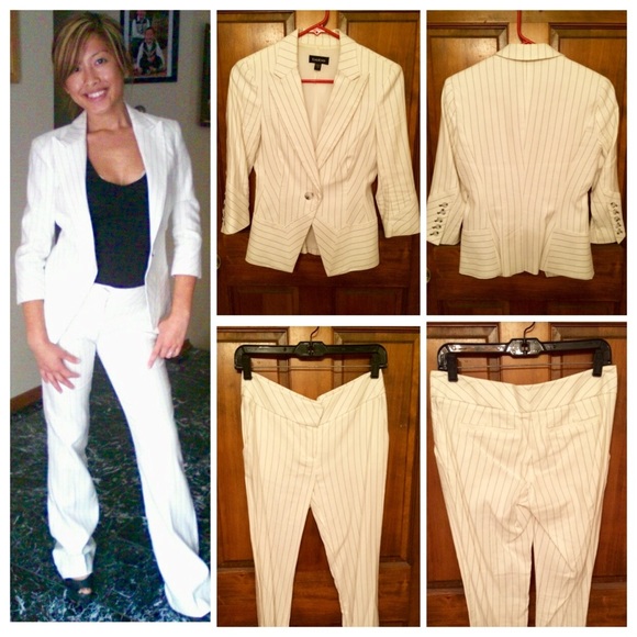 Bebe Stripe Fitted Suit