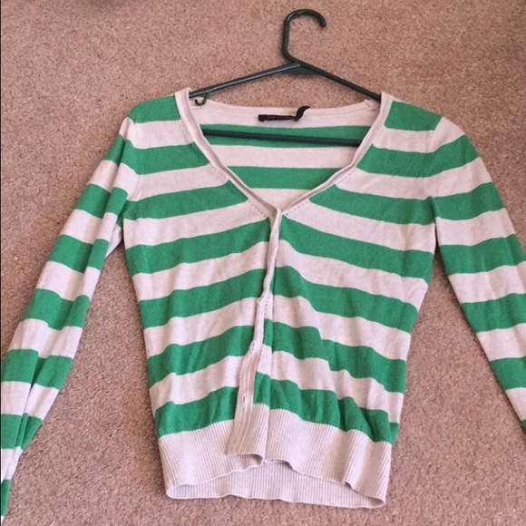 Green & White Striped Cardigan - Picture 1 of 1
