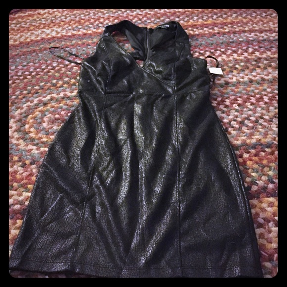 Black glossy Night little black dress.