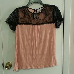 Cotton On Pink and Black Lace Shirt