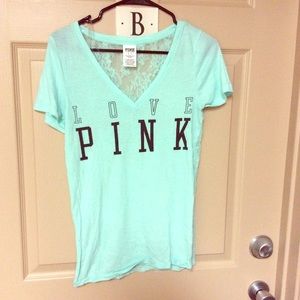 Mint Green Lace back graphic tee from Pink