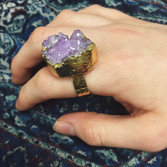 $5 SALE  Purple Druzy Ring - Picture 2 of 3