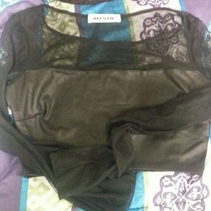 Leather & sheer crop top