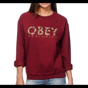 Red Floral Obey Crewneck
