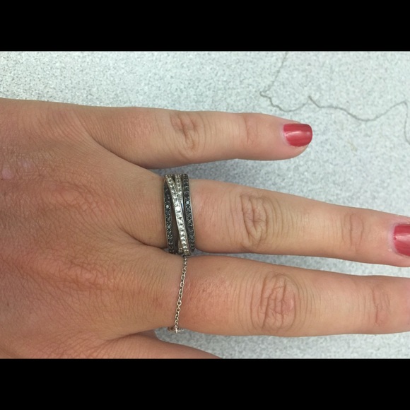 Black and white diamond ring