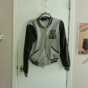 Forever 21 black and gray Letterman Jacket