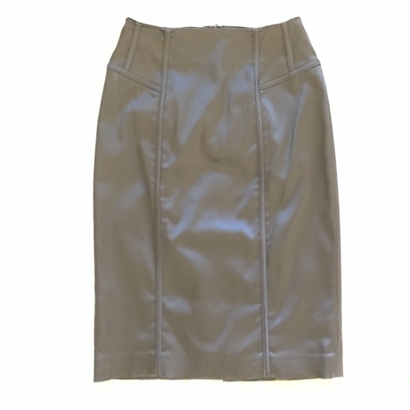 WHBM black satin pencil skirt w beautiful detail.