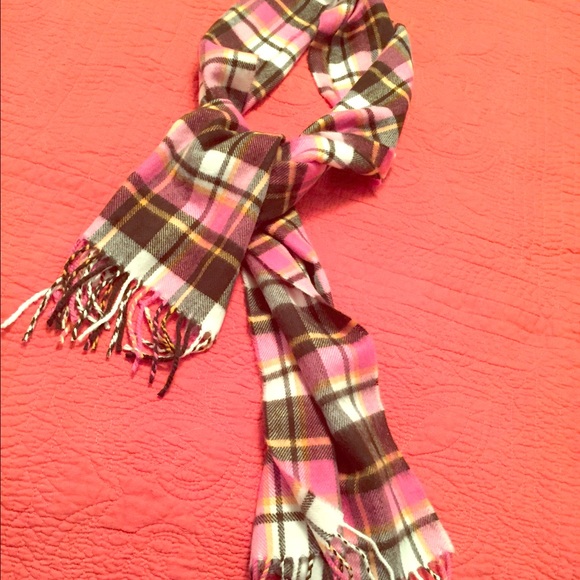 Pink & Brown Plaid Scarf