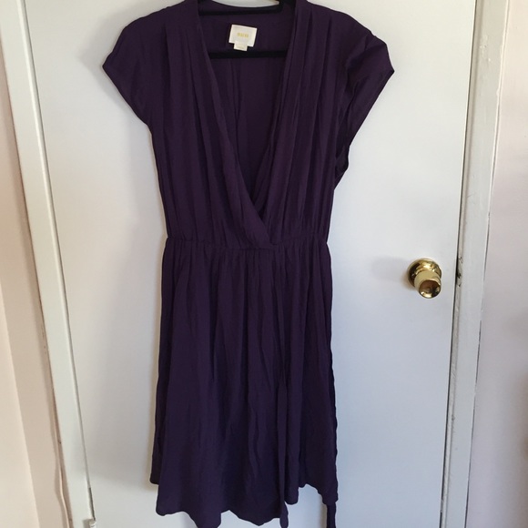 Anthropologie purple crepe wrap dress