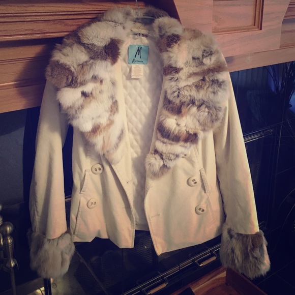 Ivory fur lined Marciano coat