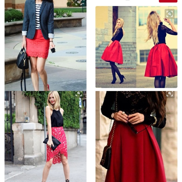 "Skies are Blue" red lace skirt - Picture 4 of 4