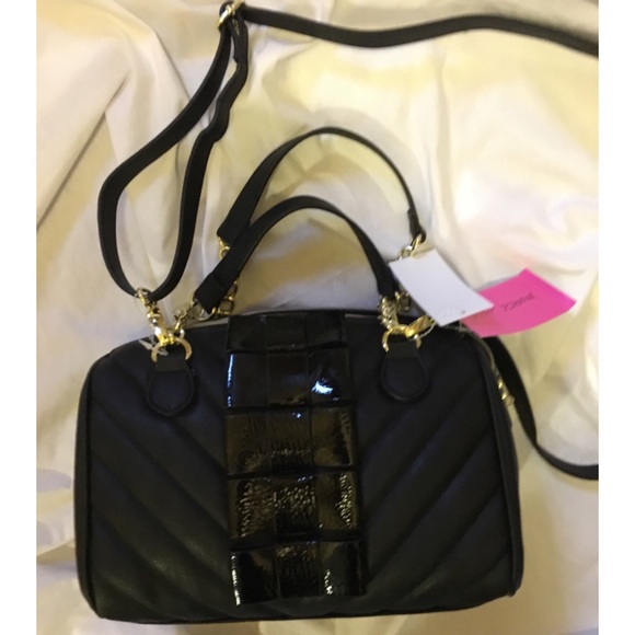Betsey Johnson Handbags - BETSEY JOHNSON BLACK TIE AFFAIR MED SATCHEL BLACK