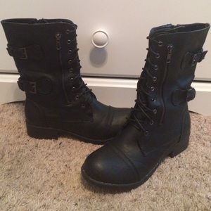 Black lace up combat boots