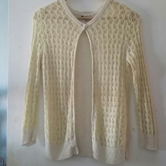 Spring Fall Cardigan Size Small Green/White