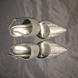 Gray python print and suede heels