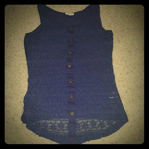 Blue lace front shirt