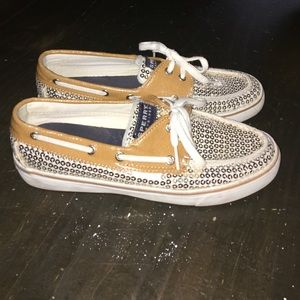 Gold Sequins Sperry Shoes