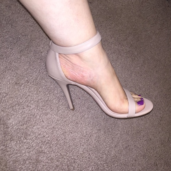 Nude ankle strap heels