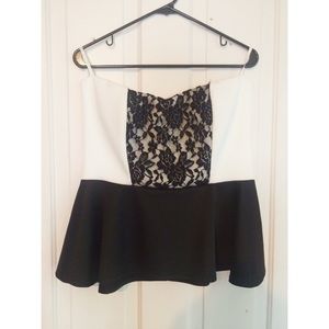 Beautiful, black and white strapless top