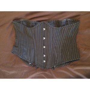 Steel-boned pinstriped corset