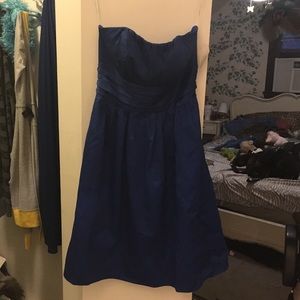 David's bridal dark blue strapless dress