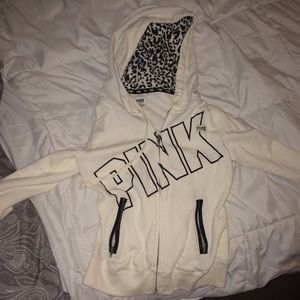 white love pink zip up hoodie