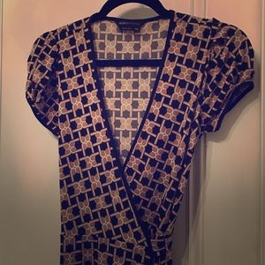 Chic BCBG Logo Print Wrap Dress XS