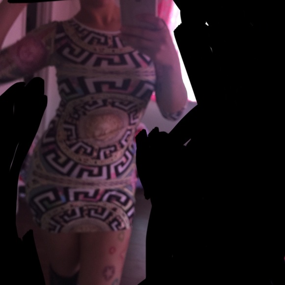 Medusa gold chain mini dress