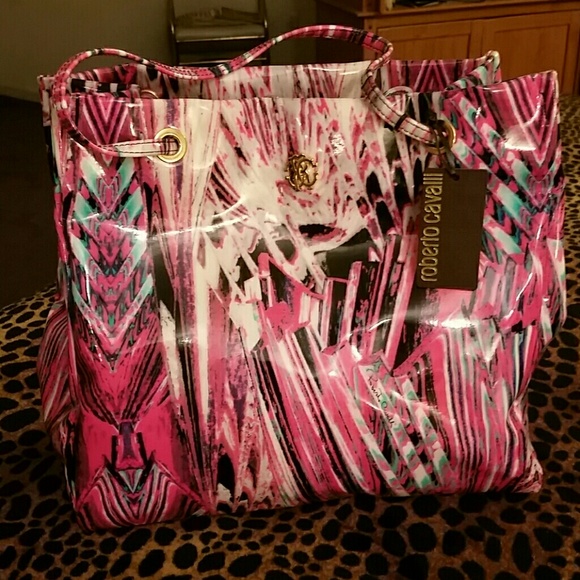 100% Authentic Roberto Cavalli Large Tote Purse - Picture 2 of 4