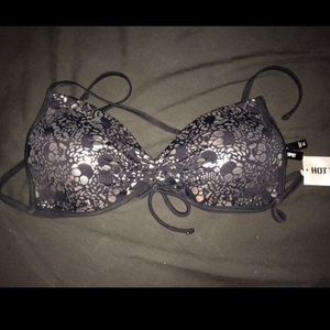 black silk skull bikini top