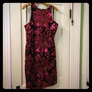 Caché floral sequin cocktail dress