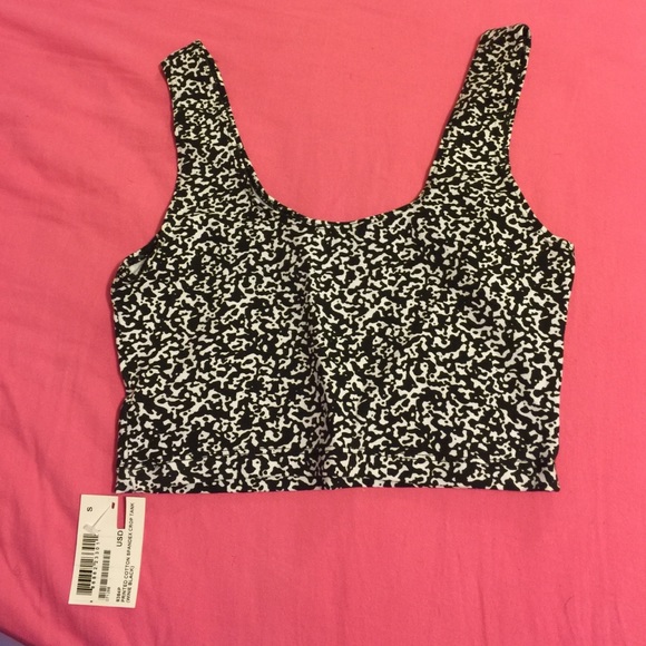 Winie black printed cotton spandex crop tank