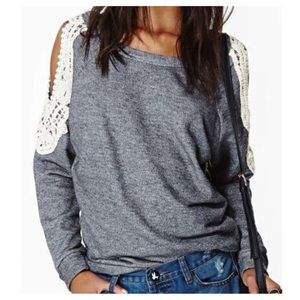 Gray Top with Shoulder Details