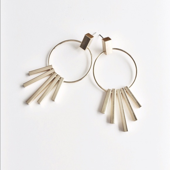 GOLD ART DECO ROUND DROP FRINGE EARRINGS - Picture 4 of 4