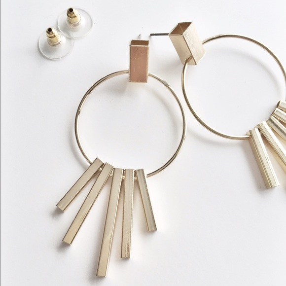 GOLD ART DECO ROUND DROP FRINGE EARRINGS - Picture 3 of 4