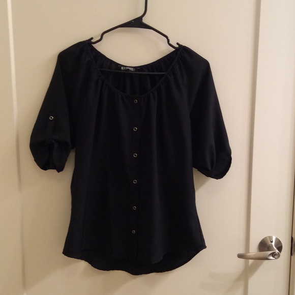 Black express button-down shirt