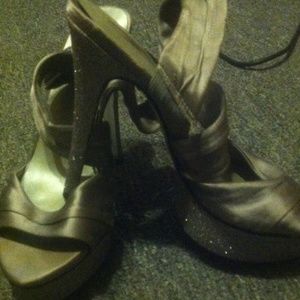 Silver glittered heels