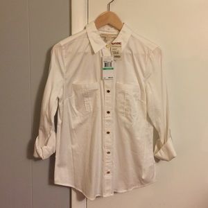 Michael Kors White Cotton Blouse Size 8 NEW