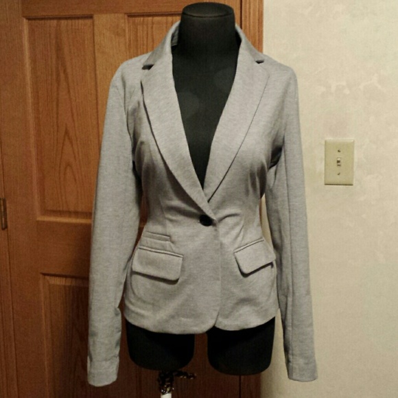 Grey Single Button Blazer