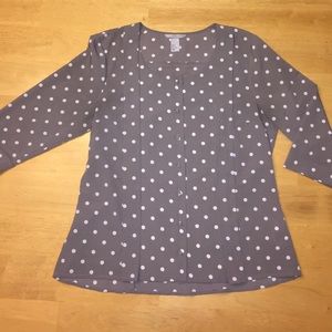 H&M Grey/White Polka-Dot Pleated Blouse