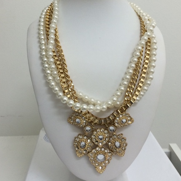 Pearl Chain Stone Necklace